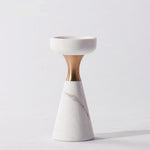 Short Elegant Marble Candle Holder with sleek gold detailing, crafted for modern and creative marble decor themes.