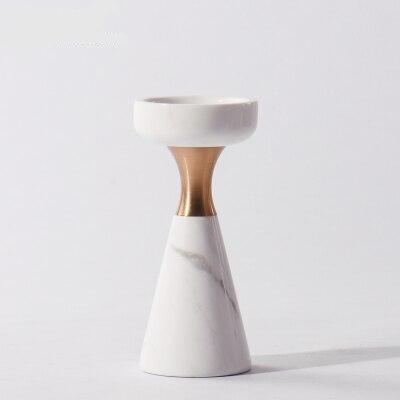 Short Elegant Marble Candle Holder with sleek gold detailing, crafted for modern and creative marble decor themes.