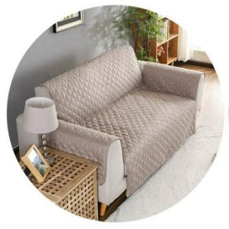 Durable sofa couch cover neatly fitted over a couch, protecting the furniture and giving it a fresh, clean look