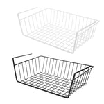 Wrought iron storage basket used for home organization, holding household items neatly on a shelf or countertop