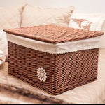 Rattan wicker storage basket with lid, ideal for home organization and adding a natural, rustic touch to interior decor