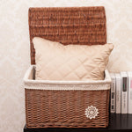 Rattan wicker storage basket with lid, ideal for home organization and adding a natural, rustic touch to interior decor