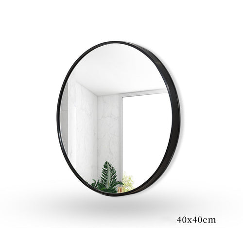 Vanity Mirror - Bathroom | High-definition Silver, 40x40 cm with black aluminum frame reflecting a bright, modern interior space.