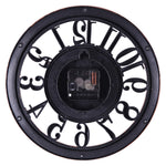 Back view of European Wall Clock showing quartz mechanism and black frame, designed for easy wall mounting and battery operation.