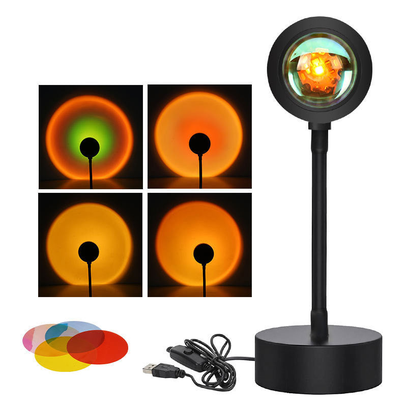 Sunset Projection Lamp - Adjustable Decor with USB power and color filters, creating warm and colorful circular light projections.