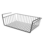 Wrought iron storage basket used for home organization, holding household items neatly on a shelf or countertop