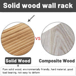 Comparison of solid wood vs composite wood for floating shelves, highlighting durability, eco-friendliness, and high load-bearing capacity.