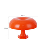 Orange Decorative Mushroom Lamp with 33cm width and 22cm height, USB-powered with 3-color dimmable lighting for home decor.