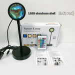 Sunset Projection Lamp - Adjustable Decor with aluminum shell and remote, offering colorful ambient lighting with soft rod design.