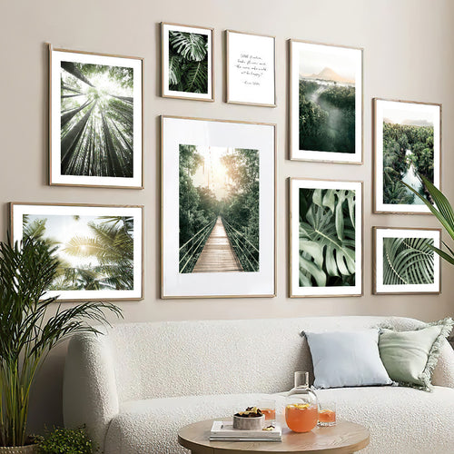 Coconut Tree Canvas Art - Modern Forest Canvas | Bamboo Quote wall set featuring tropical landscapes, bamboo forest, and nature-inspired quotes.