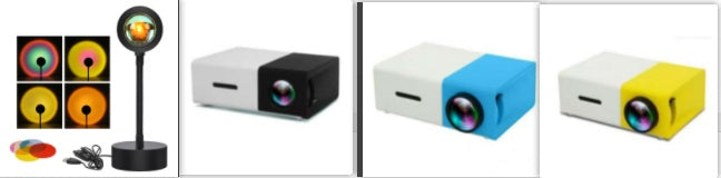 Sunset Projection Lamp - Adjustable Decor with color filters and mini projectors, ideal for immersive lighting and home entertainment.