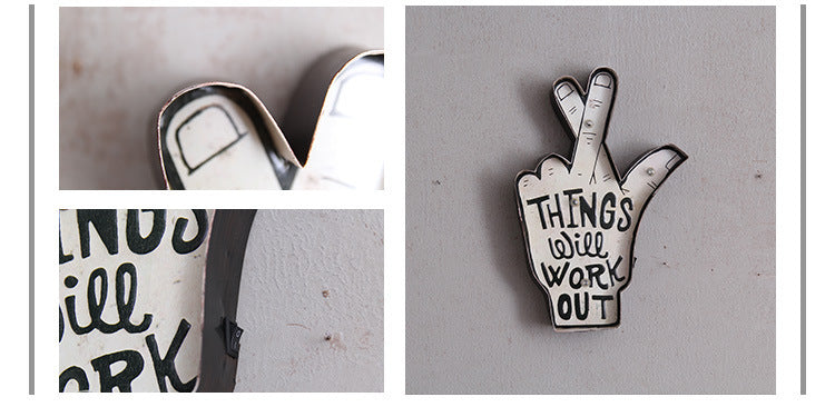 Close-up and full view of a customizable LED neon sign with a hand and 'Things Will Work Out' text, ideal for modern wall decor.