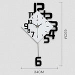 Black personalized wall clock with bold 3D numbers and quartz design. Modern 15-inch decor piece measuring 63cm x 34cm for stylish interiors.